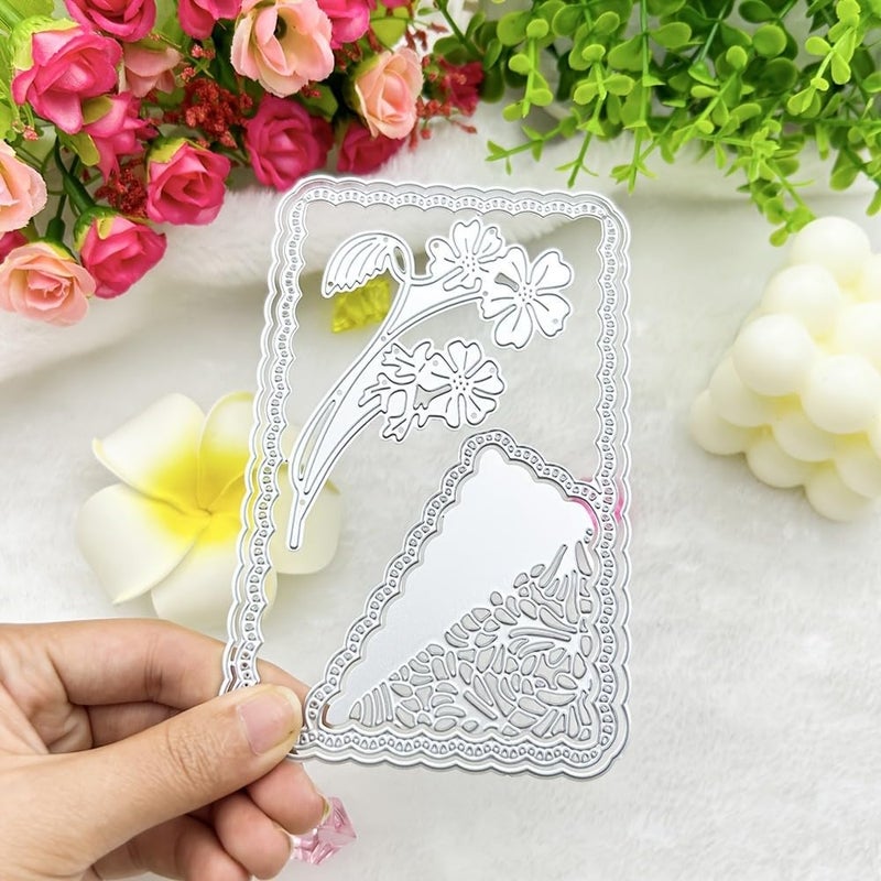 Lapoo 3D Backgrounds Frame Metal Cutting Die for Scrapbooking, New Cutting Dies DIY Album Card Making Decor Paper Craft Metal Die Cuts Party Wedding Decorations (Daisy Lace Frame 5.5 x 3.5 in) - Image 2